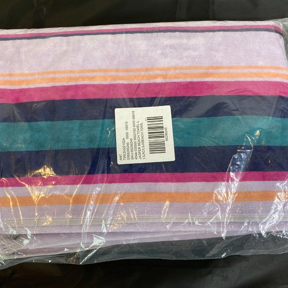 Anthropologie Retro Vibe Striped Velour Beach Spa Towel NWT - Picture 3 of 4